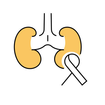 Kidney cancer icon. Healthcare and oncology line symbol. Color.