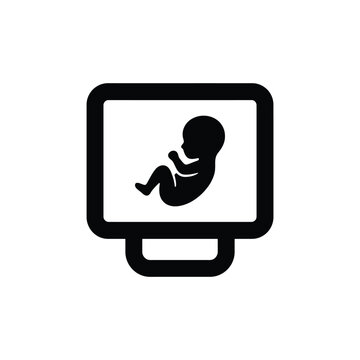 Simple minimal black silhouette of a fetus on an ultrasound scan image