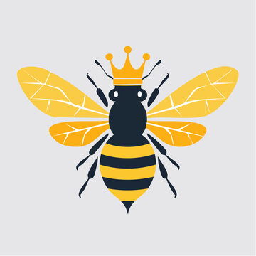 Stylized Bee Wearing a Crown
