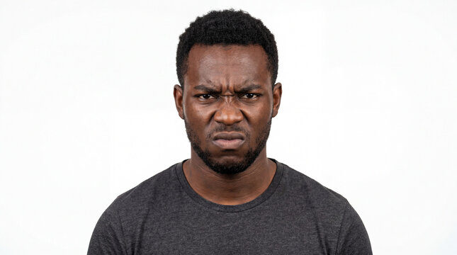 A young Black man with a disgusted expression on his face, looking directly at the camera.