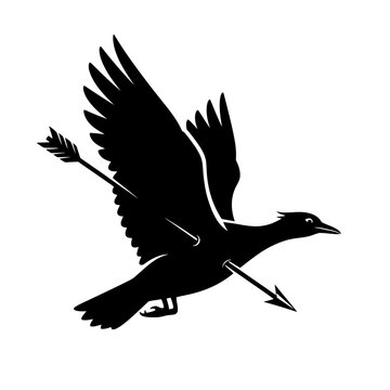 Silhouette of a bird pierced by an arrow