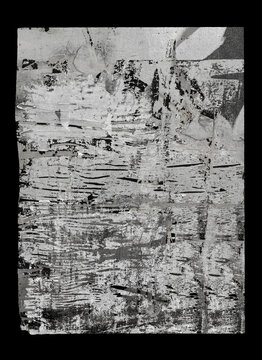Old Torn Poster Paper Texture Background in Black and White