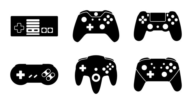 Retro and Modern Video Game Controllers, Classic and Contemporary Gaming Input Devices, Vector Icons