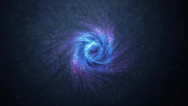 Galaxy vortex spiral of blue glowing particles and nebula space spiral radiant motion energy