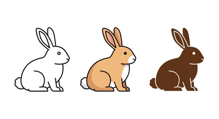 Obraz premium Three adorable cartoon rabbits in different colors.