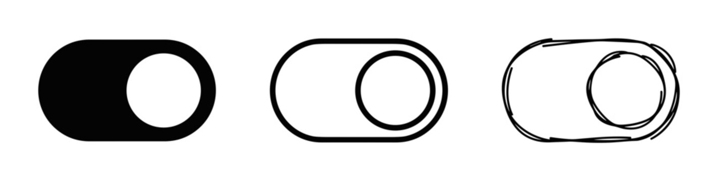 Toggle Switch Icons, On Off Slider Control, Simple UI Elements, Vector Set