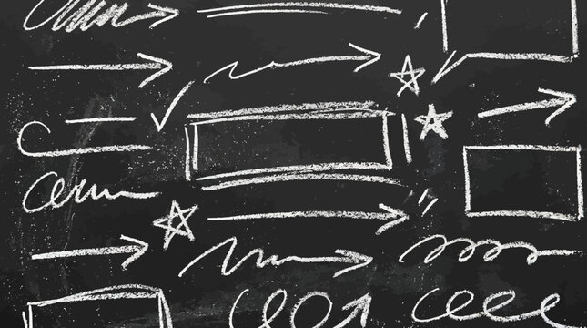 White chalk thick lines, underlines and scribbles. Hand drawn vector crayon doodle lines for hand drawn notes and journaling