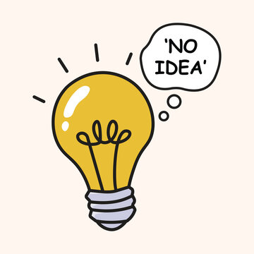 Irony Light Bulb Character Confused Expression with No Idea Speech Bubble Vector