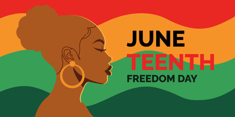 Obraz premium Juneteenth freedom day celebration with a womans silhouette