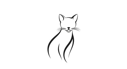 Fototapeta premium Minimalist Black and White Cat Line Art Illustration.