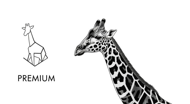 Giraffe Head and Neck Closeup Profile.