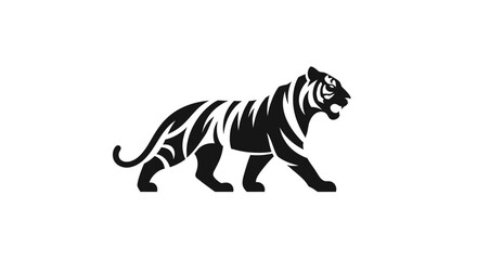 Black tiger walking profile view. © Abidzar
