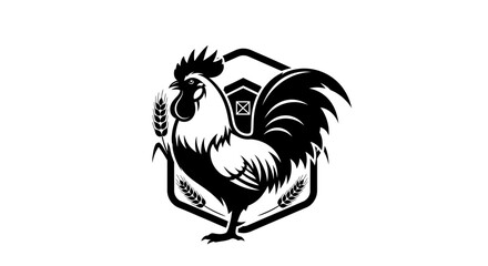 Black and white rooster logo design. © Abidzar