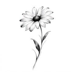 Fototapeta premium Elegant monochrome daisy illustration
