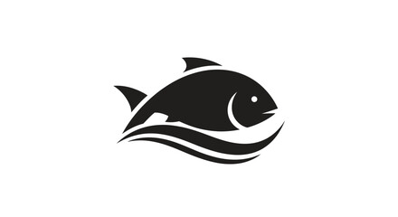 Obraz premium Black fish swimming in water waves.