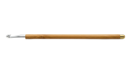 Fototapeta premium Wooden crochet hook with metal tip isolated on transparent background, ready for crafting clipart, stickers, print on demand, sublimation, and t-shirt design use.