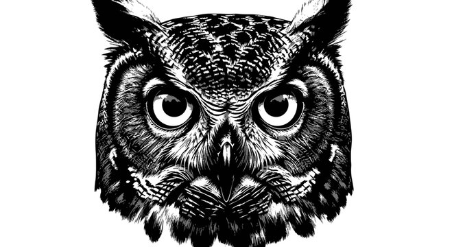Detailed illustration of an owl face.