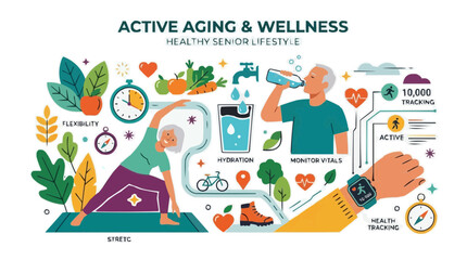 Fototapeta premium Active Aging and Wellness Healthy Senior Lifestyle with Fitness and Health Tracking