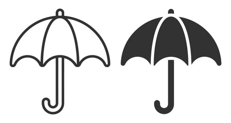 umbrella icon set black silhouette and outline symbols on transparent background © gerik_a