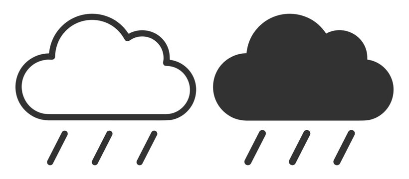 rain cloud icon set vector illustration for weather symbols on transparent background