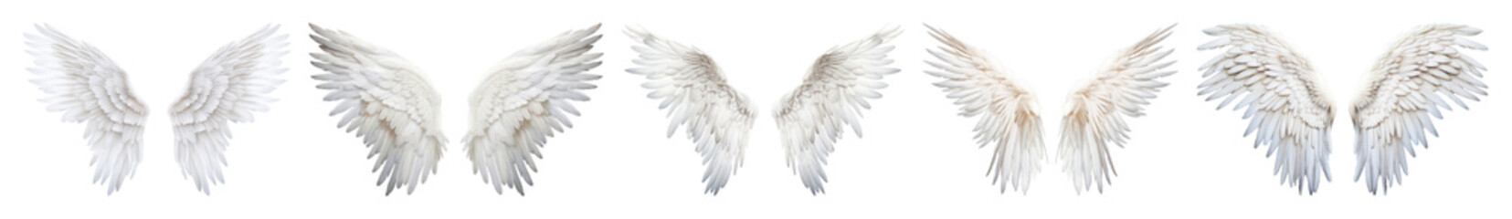 Obraz premium PNG Ethereal white angel wings, transparent background