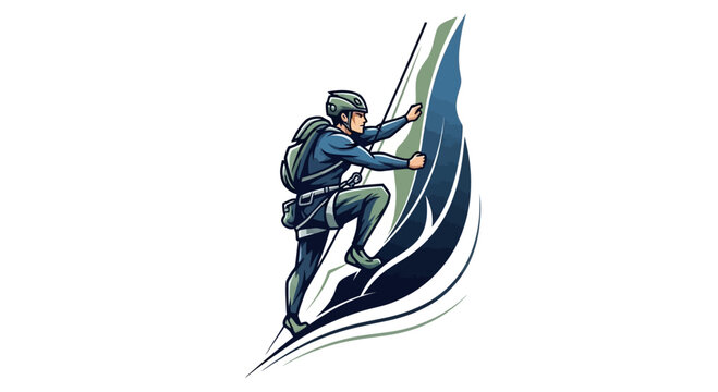 Man wearing a parachute landing gear.