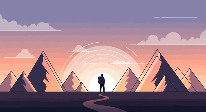 Man standing on desert mountain path.