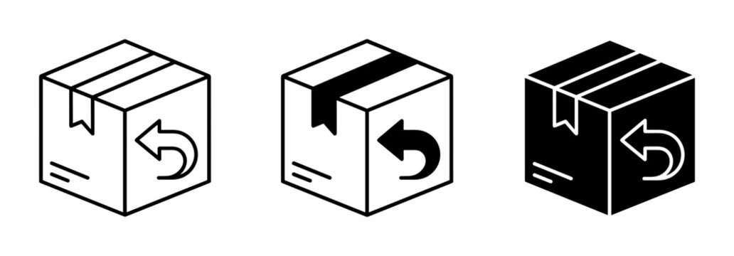 Return Package Icons, Shipping Box Symbols, Delivery Service Icons