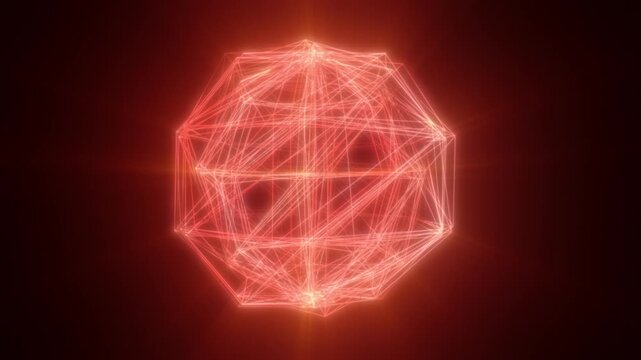 Glowing red wireframe polyhedron on a dark background
