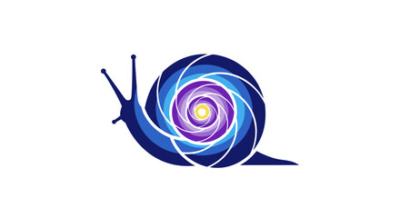 Creative snail logo with camera aperture shell design. © Nabila