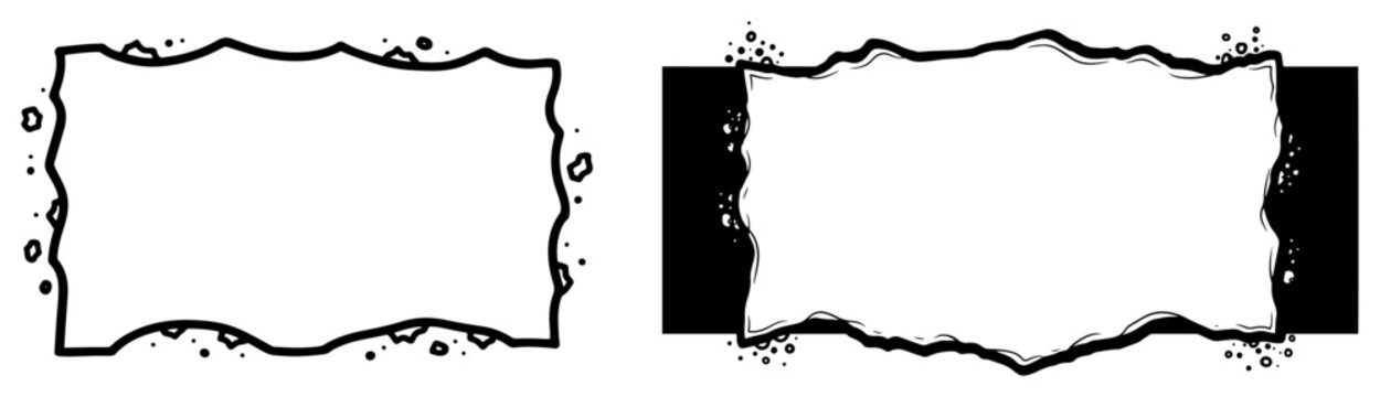 Stone frame borders and blank rectangular panels in comic book style