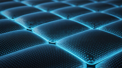 Obraz premium Futuristic blue neon 3D grid abstract background with tactile texture