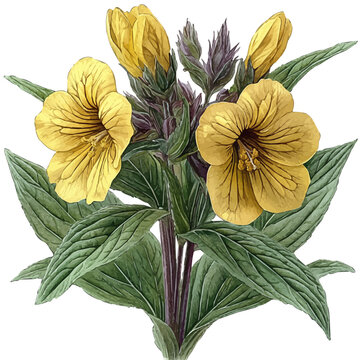 watercolor graphic of Monkey Flower Flower illustration, isolated on a white background.
