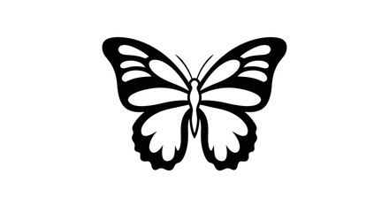 Black Butterfly Silhouette Wings Spread. © Imah