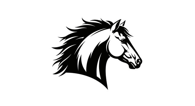 Black and white horse head profile.