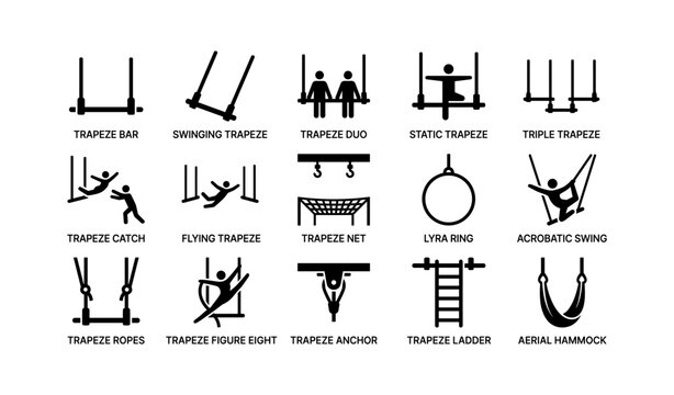 Trapeze and aerial apparatus icons arranged in grid