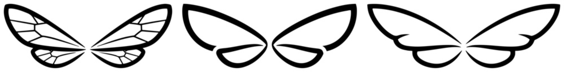 Butterfly wings design templates for fairy or insect costumes in minimalist black outline style © Tomas