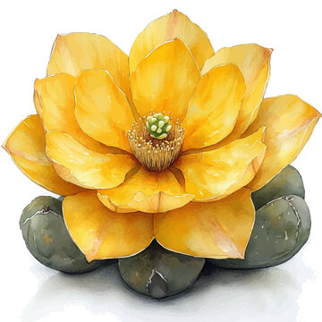 Parodia Flower, vibrant watercolor vector, isolated on a white background, high quality and detailed design.