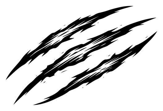 Claw scratches slash marks from wild beast in sharp high contrast style
