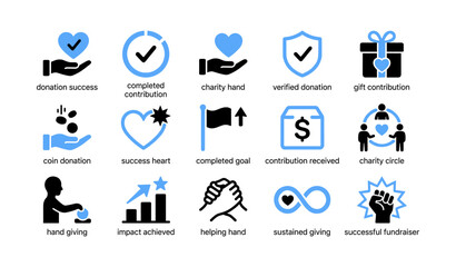 Fototapeta premium Donation and charity icons showing fundraising symbols on white