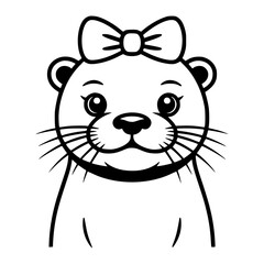 Fototapeta premium Cute Otter With Bow