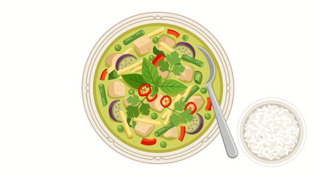Delicious Green Curry with Rice.