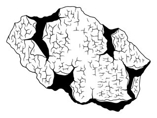 Cracked rock boulder with textured surface in minimalist ink sketch style © Tomas