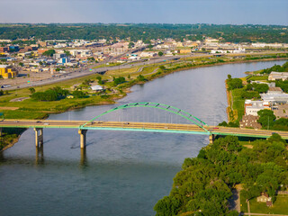 Scenic Aerial View Of Sioux City Bridge