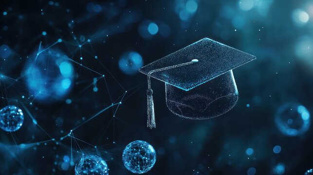 Graduation cap digital abstract background