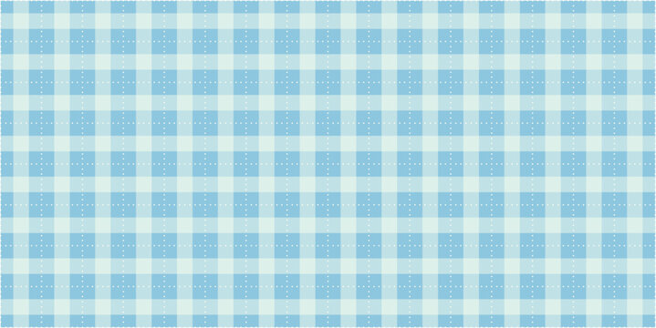 Pastel blue plaid seamless pattern with dotted grid and soft checkered texture, delicate geometric textile background for nursery fabric, wallpaper, wrapping paper and decor