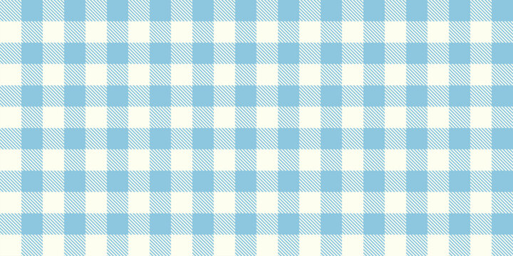 Seamless gingham pattern with soft blue and cream striped squares, cozy picnic textile background for fabric, wallpaper, wrapping paper, kitchen decor, rustic branding and craft design