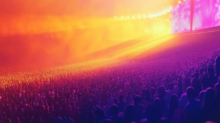 Obraz premium Vibrant Crowd at Concert Under Dynamic Light Show Displaying Energy