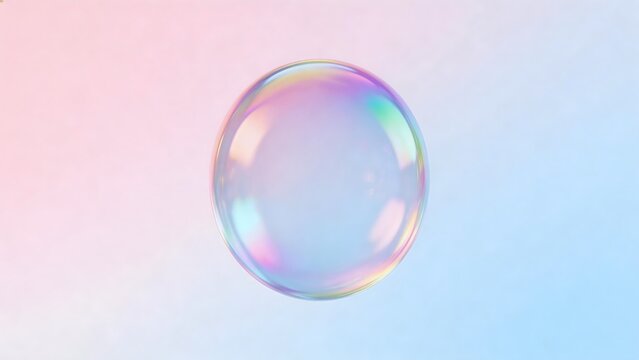 Iridescent soap bubble on gradient background