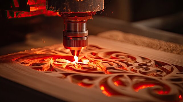 Precision Laser Cutting Machine Engaged in Wood Carving Process